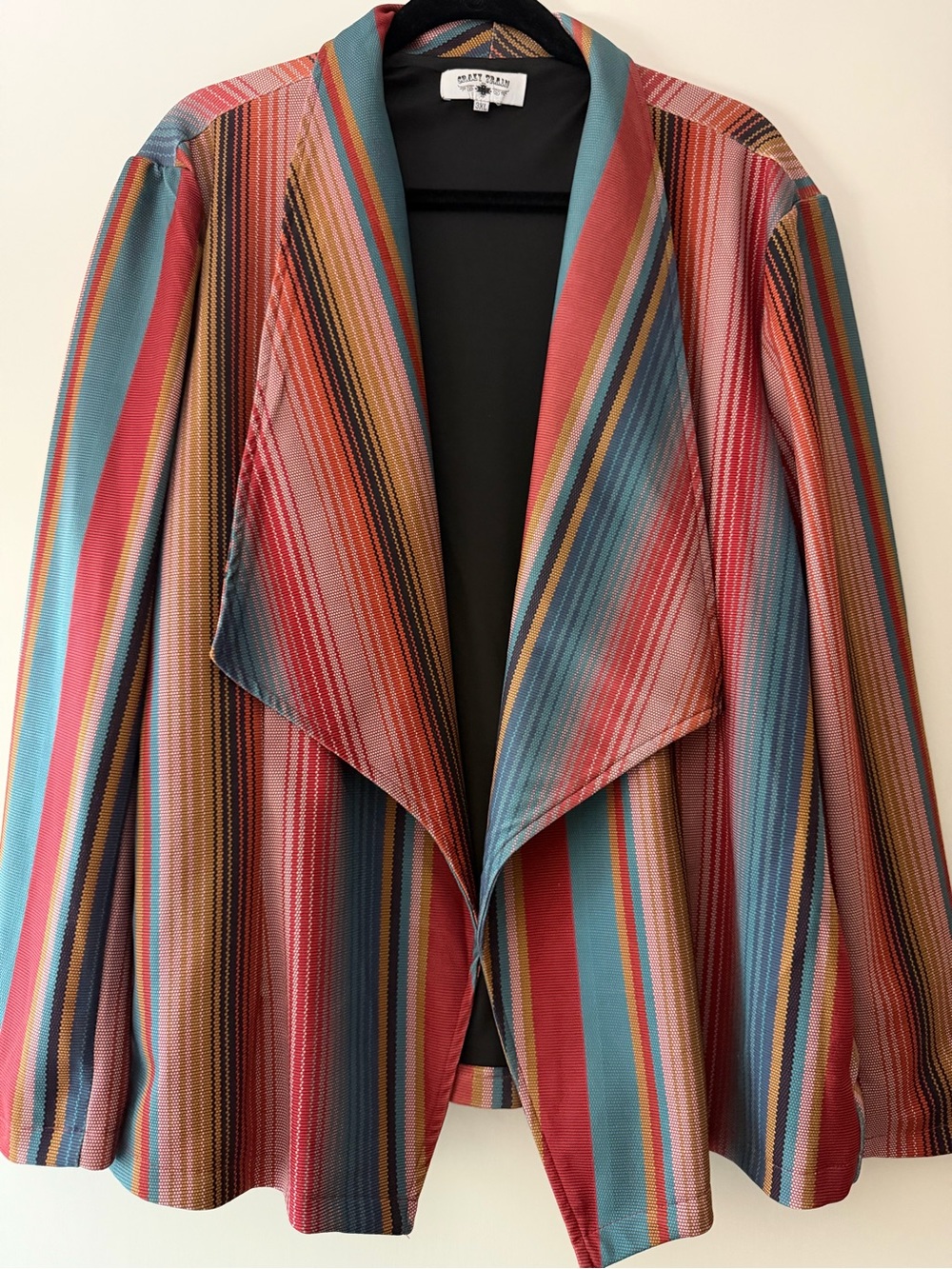 Boutique Crazy Train Serape Open-Front Drape Jacket in Multi